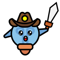 cowboy lights mascot carrying a sword