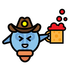 cowboy lamp mascot drinking wine
