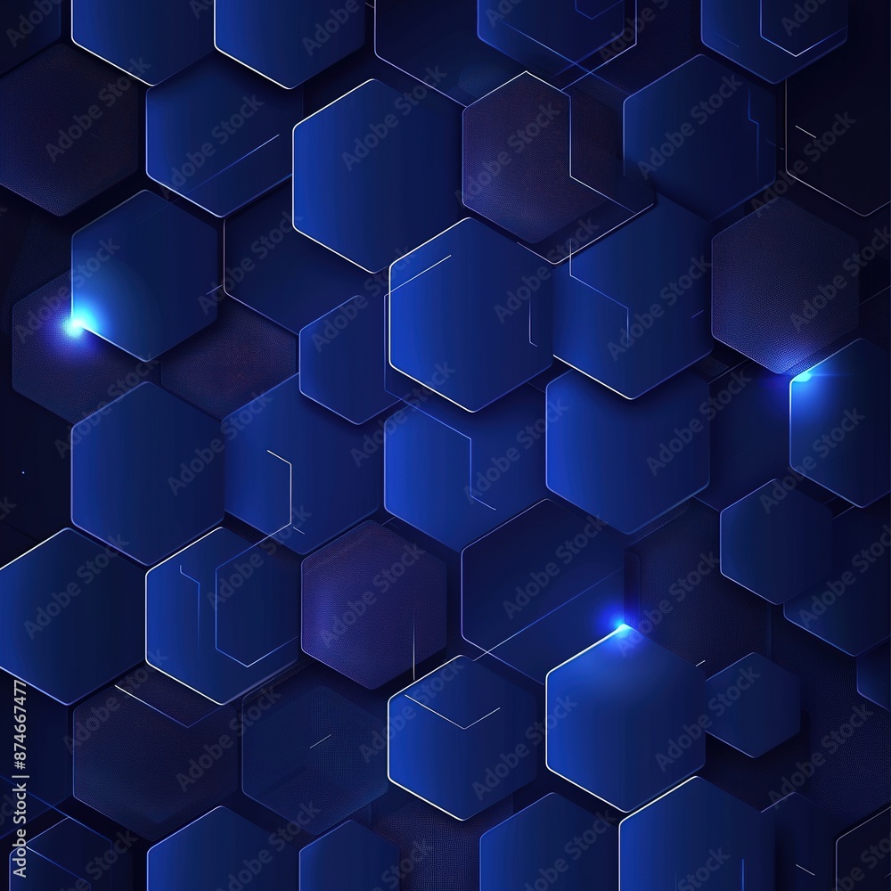 Poster blue technology background with hexagon pattern and glowing lines vector illustration. abstract digi