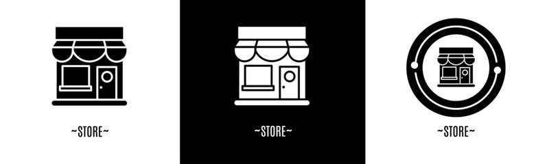 Store logo set. Collection of black and white logos. Stock vector.
