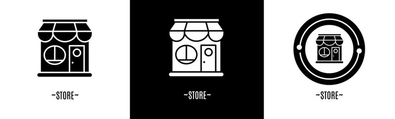 Store logo set. Collection of black and white logos. Stock vector.