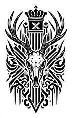 Obraz premium TRIBAL TATOO トライバル タトゥ 刺青 和柄 鹿 deer マーコール MARKHOOR Hunting Trophy ハンティング トロフィー