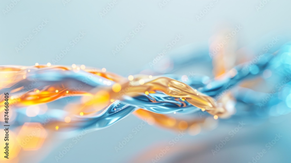 Poster Dynamic Abstract Data Flow in Electric Blue and Bright Yellow with Ample Design Space