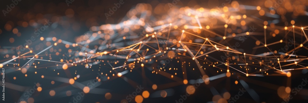 Aufkleber abstract 3d network of data nodes and pathways on black background for design flexibility