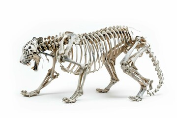 Fototapeta premium Tiger skeleton, isolated on white