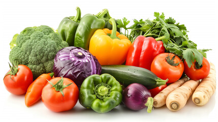 fresh organic vegetables isolated on white background