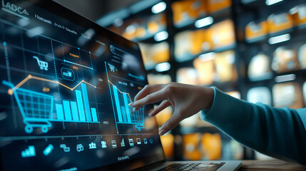 Manager analyzing e commerce sales data using business intelligence software