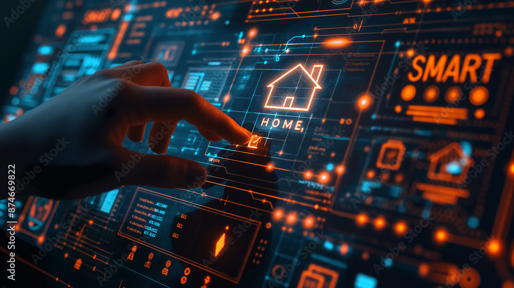 Leinwandbilder Software engineer controlling home automation system from digital interface