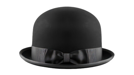Fototapeta premium Elegant Black Bowler Hat with Ribbon Detail in Classic Style