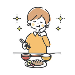 食事する女性