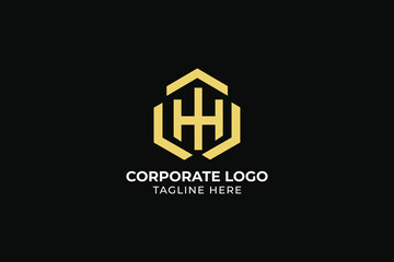 letter H hexagon iconic real estate construction company logo, letter H for construction, home, real estate, building, property. creative elegant Monogram
