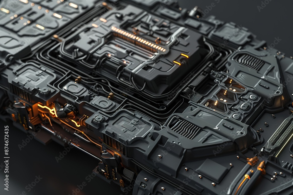 Poster technology tech computer background 3d hardware futuristic device board equipment render motherboard