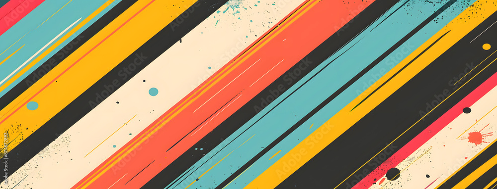 Poster diagonal rainbow stripes in various colors on a black backdrop, creating a lively and abstract wallp