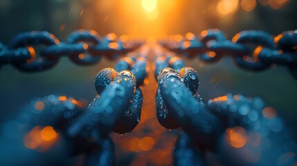 A sunset behind a chain link fence.