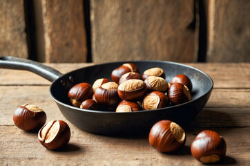 Fototapeta premium Unveiling the Warmth of Roasted Chestnuts
