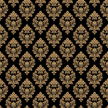 seamless damask pattern black gold