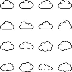 Clouds Weather Icon Set. Simple clouds shape vector illustration.