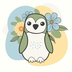penguin color vector illustration and svg