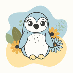 penguin color vector illustration and svg