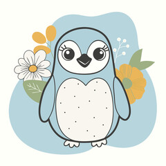 penguin color vector illustration and svg
