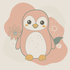 penguin color vector illustration and svg