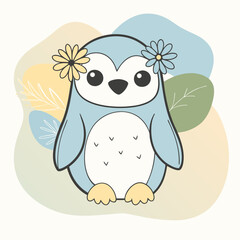 penguin color vector illustration and svg