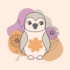 penguin color vector illustration and svg