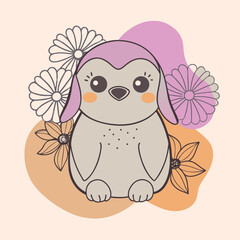 penguin color vector illustration and svg