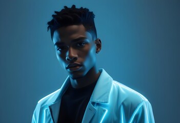 Fototapeta premium Black man in suit on clean background