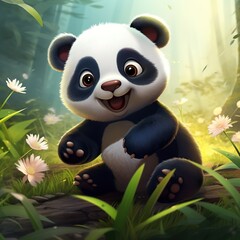 panda with bamboo