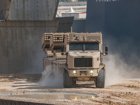 Abu Dhabi, UAE - Feb.19.2013: Jobaria Defense Systems Multiple Cradle Launcher