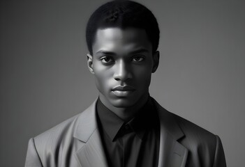 Fototapeta premium Black man in suit on clean background