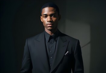Fototapeta premium Black man in suit on clean background