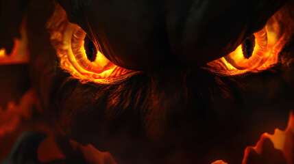 Fototapeta premium magnificent Halloween pumpkins spooky background Hell wild forests pumpkin with smoke Trick or Treat