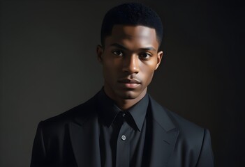 Fototapeta premium Black man in suit on clean background