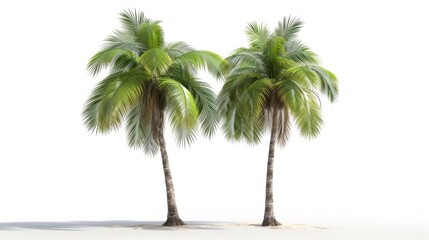 Big tropical palm tree on white background