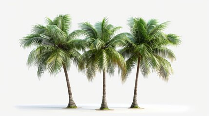 Big tropical palm tree on white background