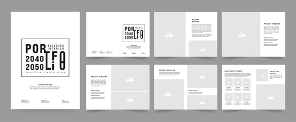 Architects Portfolio Booklet template, Black and White Portfolio Layout