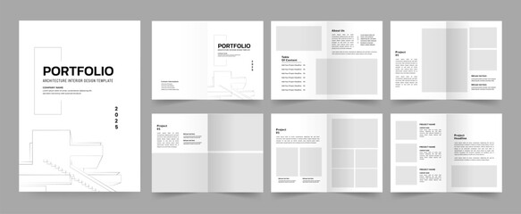 Architecture portfolio template or Portfolio layout design. A4 size brochure design for interior