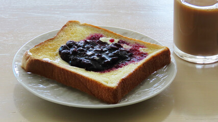 healthy blueberry jam toast breakfast