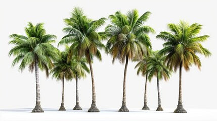 Big tropical palm tree on white background