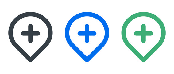 Obraz premium map marker plus icon set isolated on white background