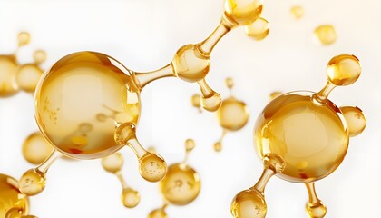 Gold oil molecules,Beauty science skincare molecular concept