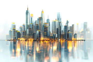 Obraz premium A modern city with shining forex charts isolated on a transparent background 