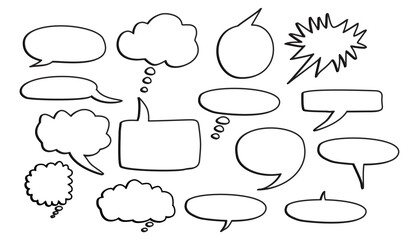 Fototapeta premium Set of speech bubbles and shapes for comic sound effects. Vector illustration