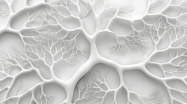 Abstract tree pattern with neural network on white background