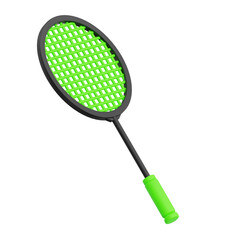 3D Rendering Black and Green Badminton Racket Illustration