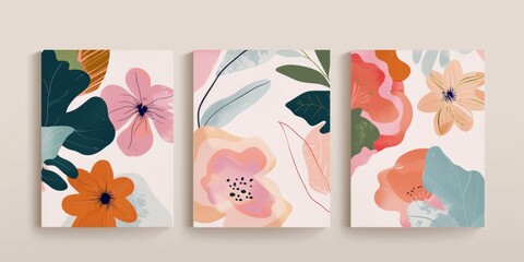 Obraz premium High-Resolution AI-Generated Abstract Illustration Art Canvas Featuring Floral Designs for Decorative Art, Perfect for Interior Design and Aesthetic Appeal