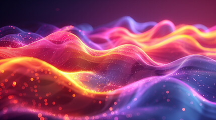 Obraz premium Futuristic abstract neon waves with dynamic bright colors and energy