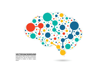 Abstract illustration of Brain in form of colorful dots. EPS Vector File